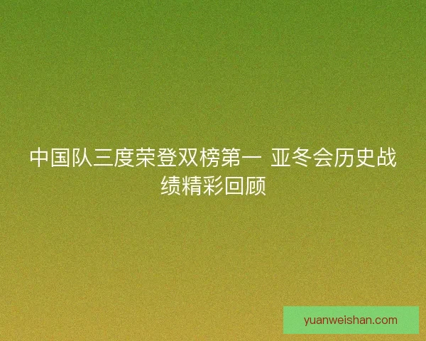 中国队三度荣登双榜第一 亚冬会历史战绩精彩回顾